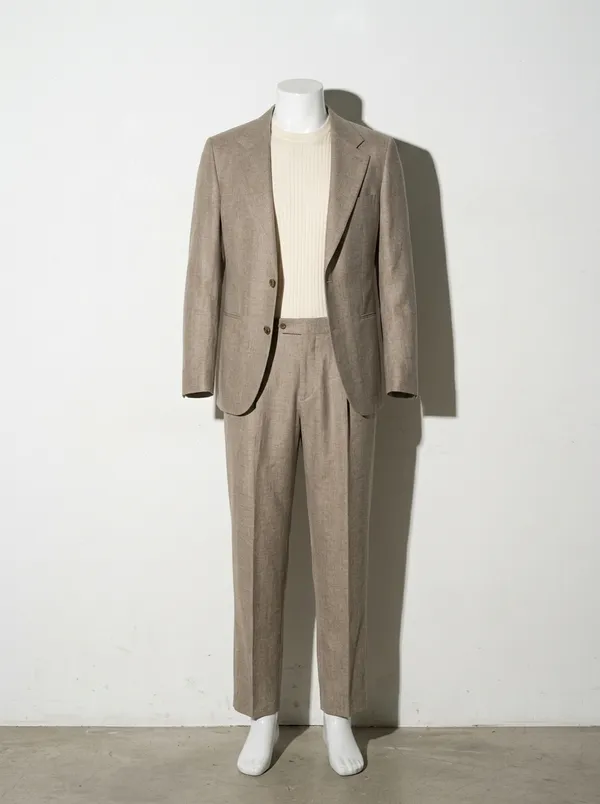 taupe suit as a low-quality marketplace listing photo