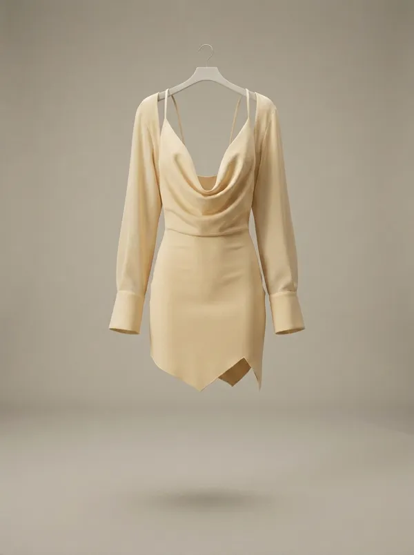cowl shirt-mini in champagne, the flat