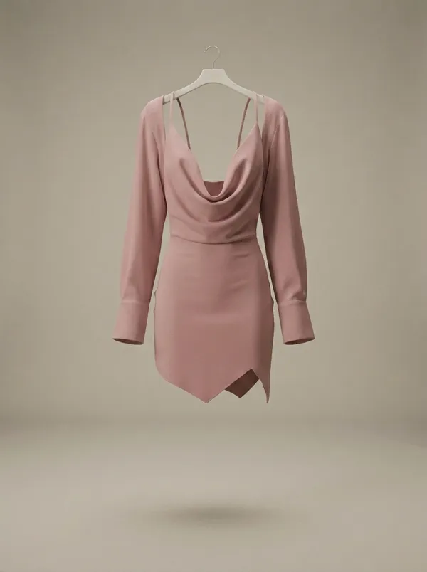 cowl shirt-mini in rose, the flat