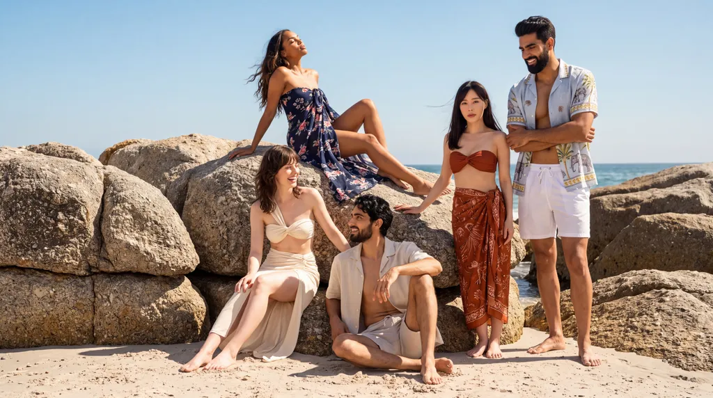 the same cast and collection, standing out on the rocks